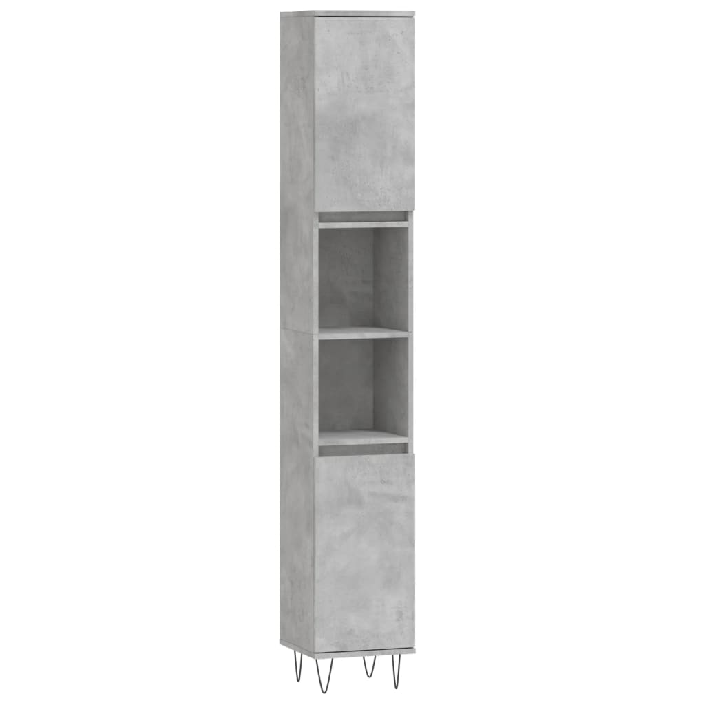 Bathroom cabinet concrete gray 30x30x190 cm made of wood