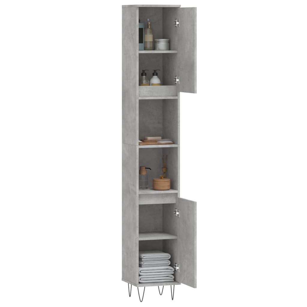 Bathroom cabinet concrete gray 30x30x190 cm made of wood