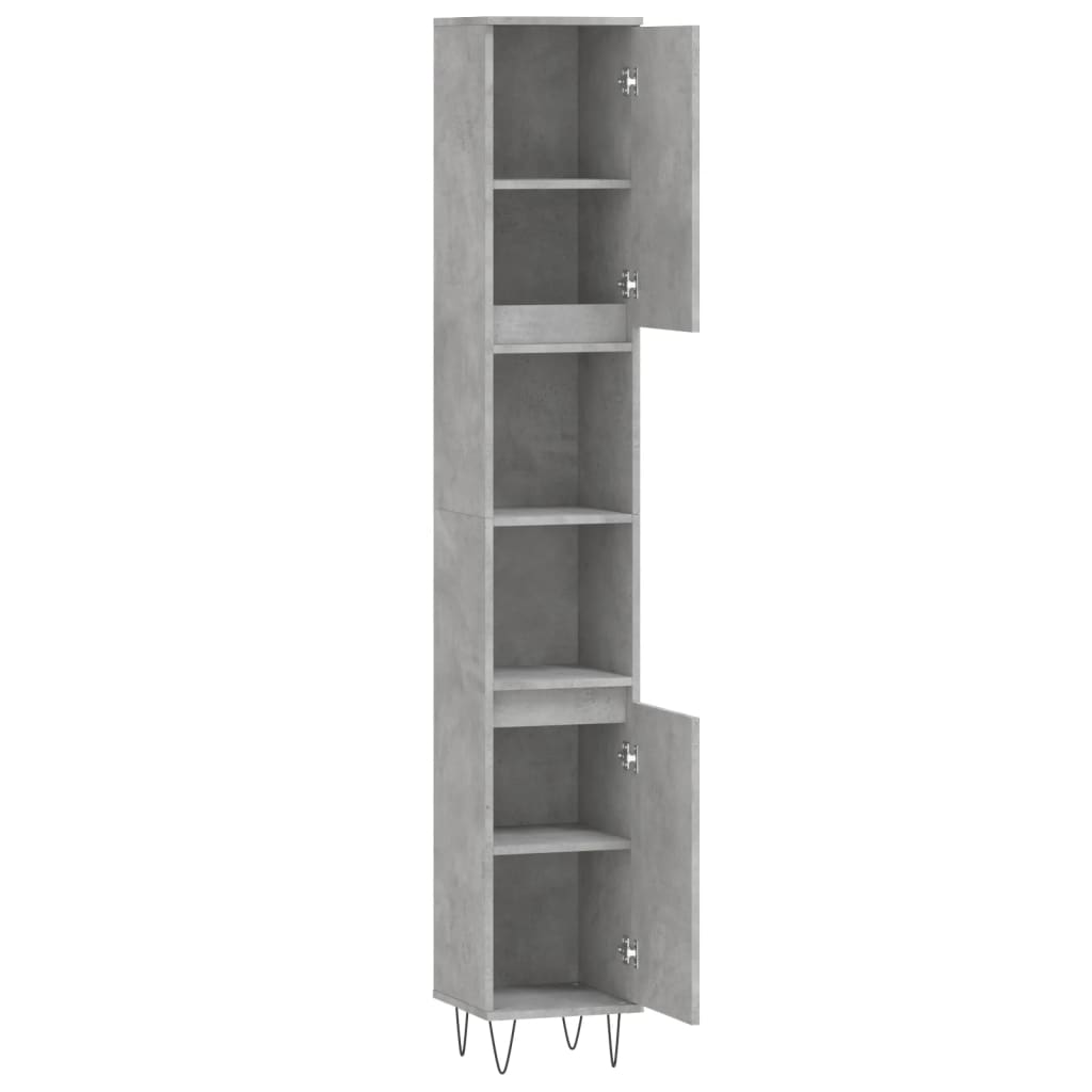 Bathroom cabinet concrete gray 30x30x190 cm made of wood