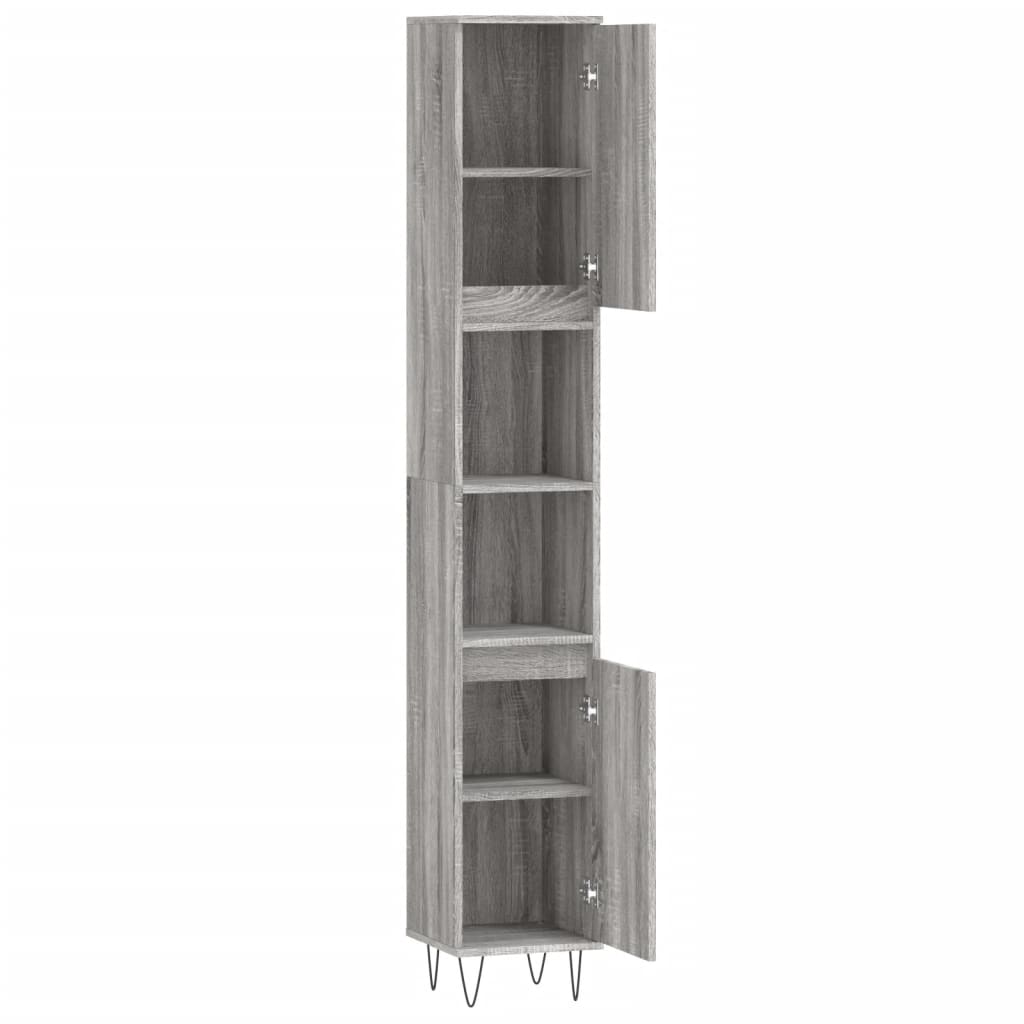 Badschrank Grau Sonoma 30x30x190 cm Holzwerkstoff