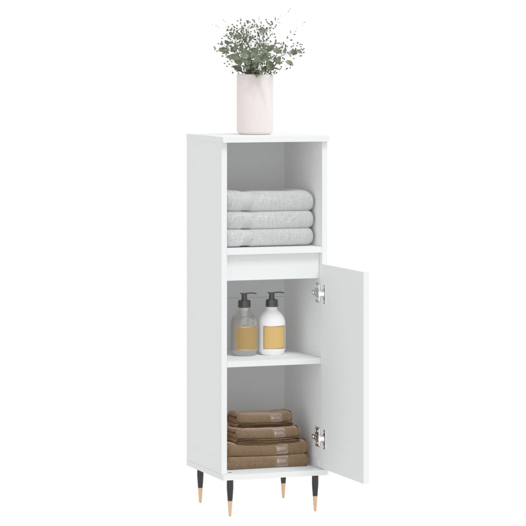 Bathroom Cabinet White 30x30x100 cm Wood Material