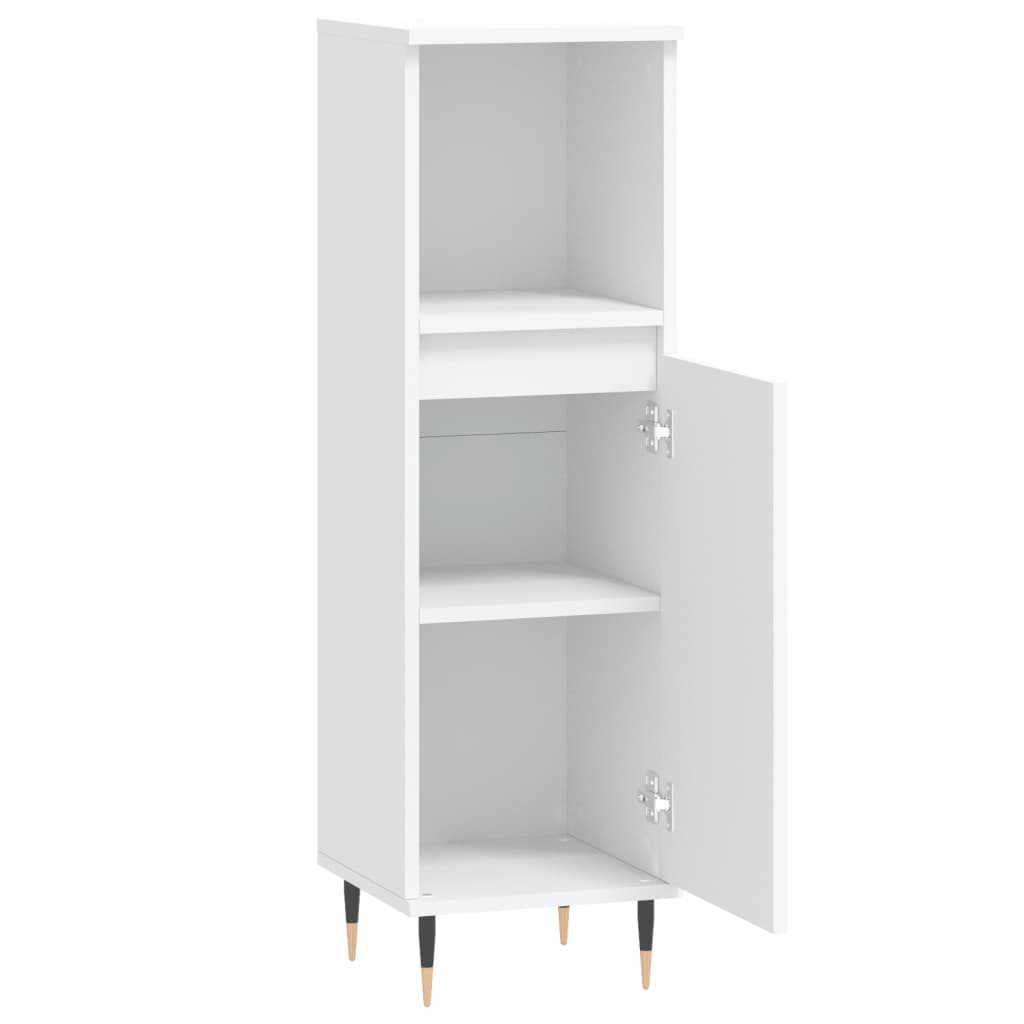 Bathroom Cabinet White 30x30x100 cm Wood Material