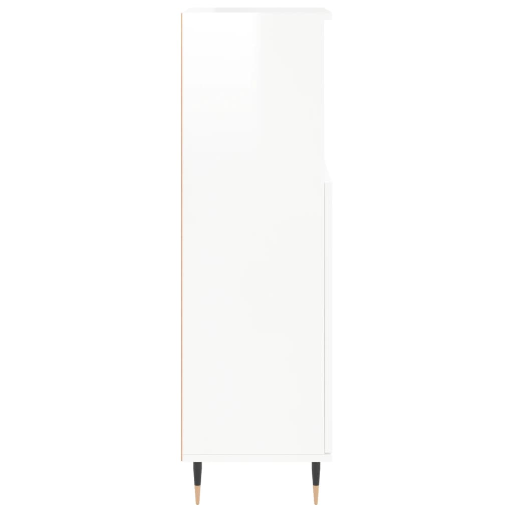 Bathroom Cabinet High Gloss White 30x30x100 cm Wood Material