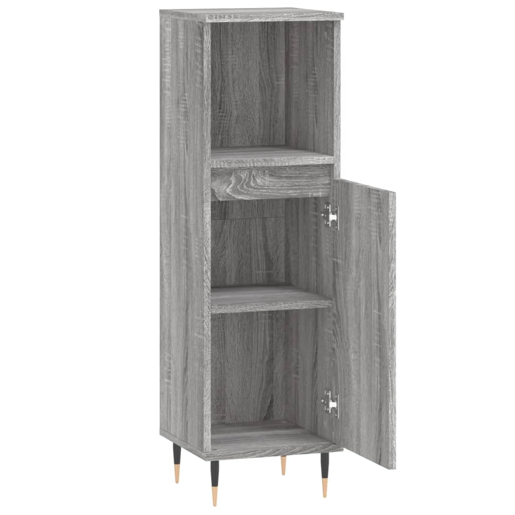 Bathroom Cabinet Gray Sonoma 30x30x100 cm Wood Material