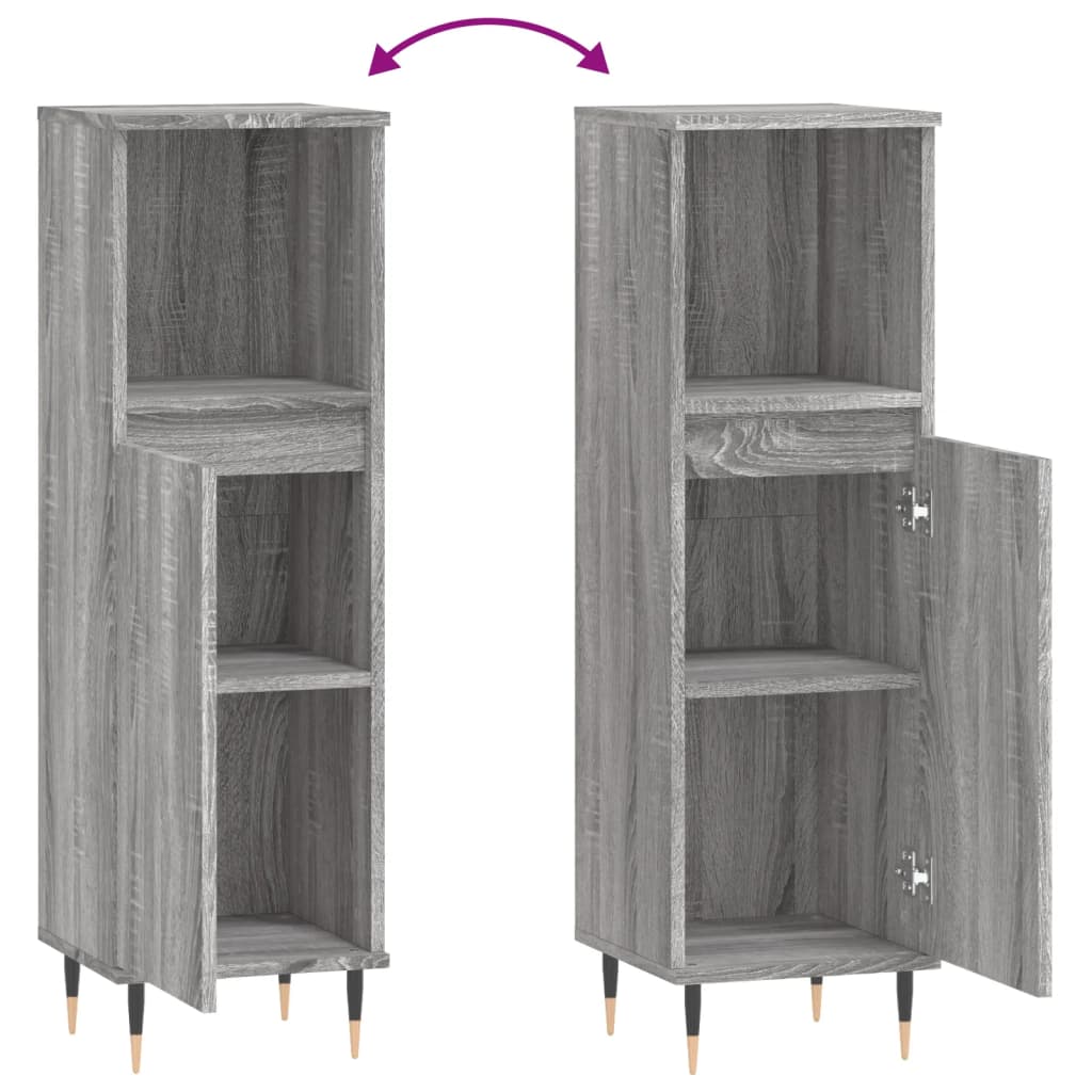 Badschrank Grau Sonoma 30x30x100 cm Holzwerkstoff