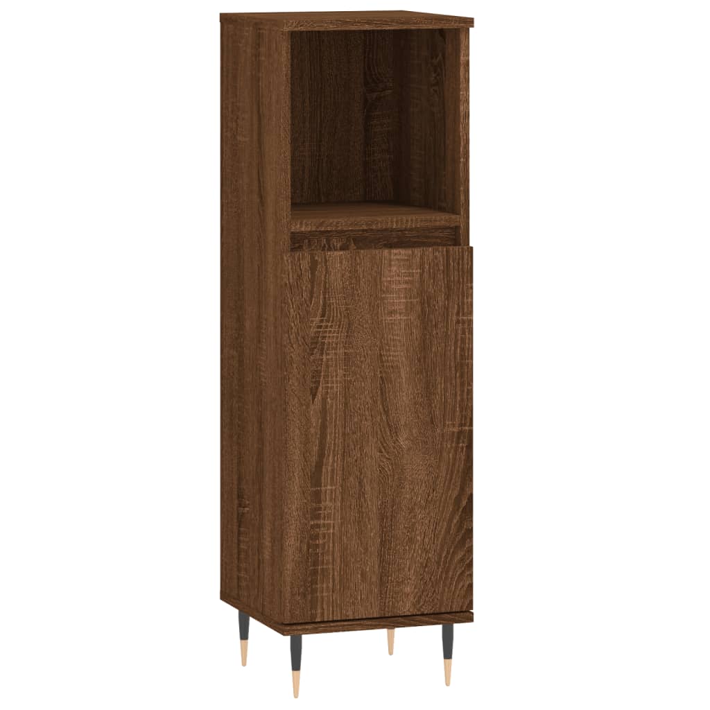 Bathroom Cabinet Brown Oak Look 30x30x100 cm Wood Material