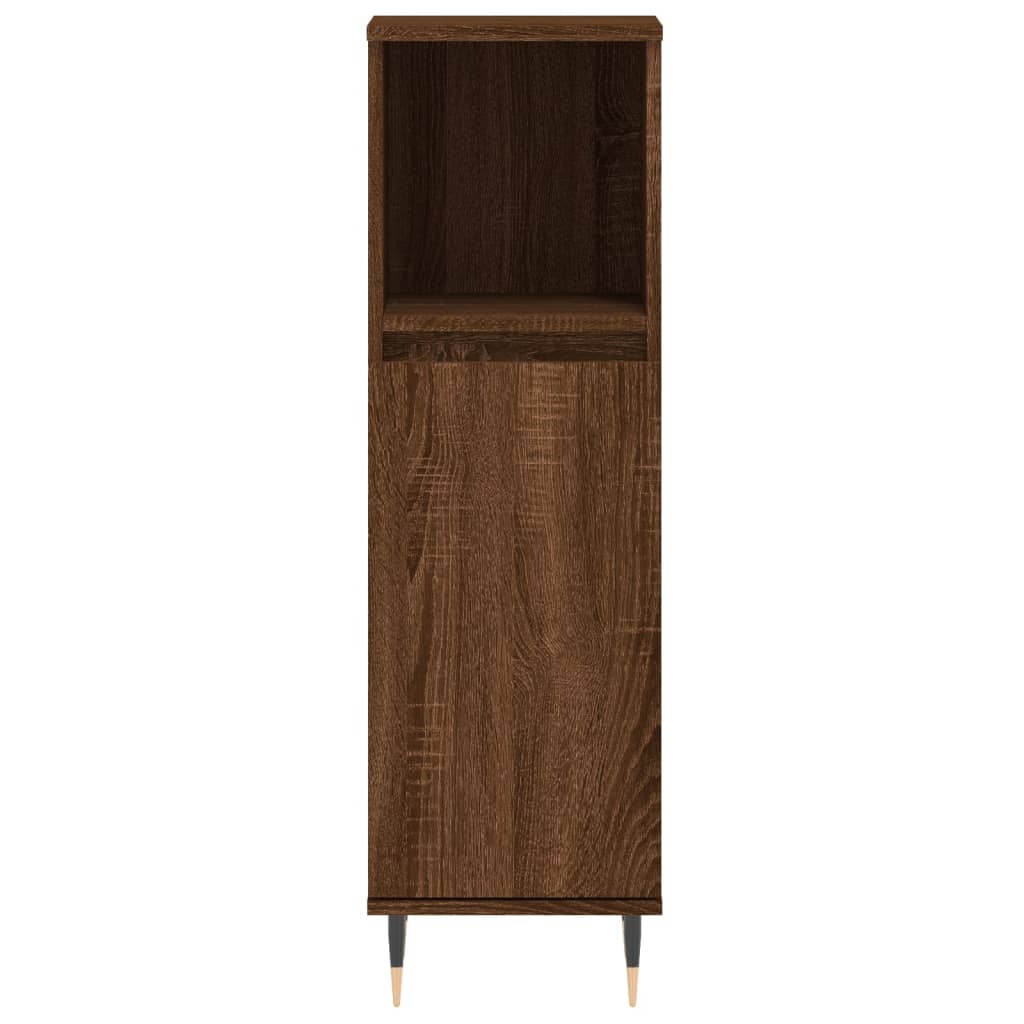 Bathroom Cabinet Brown Oak Look 30x30x100 cm Wood Material