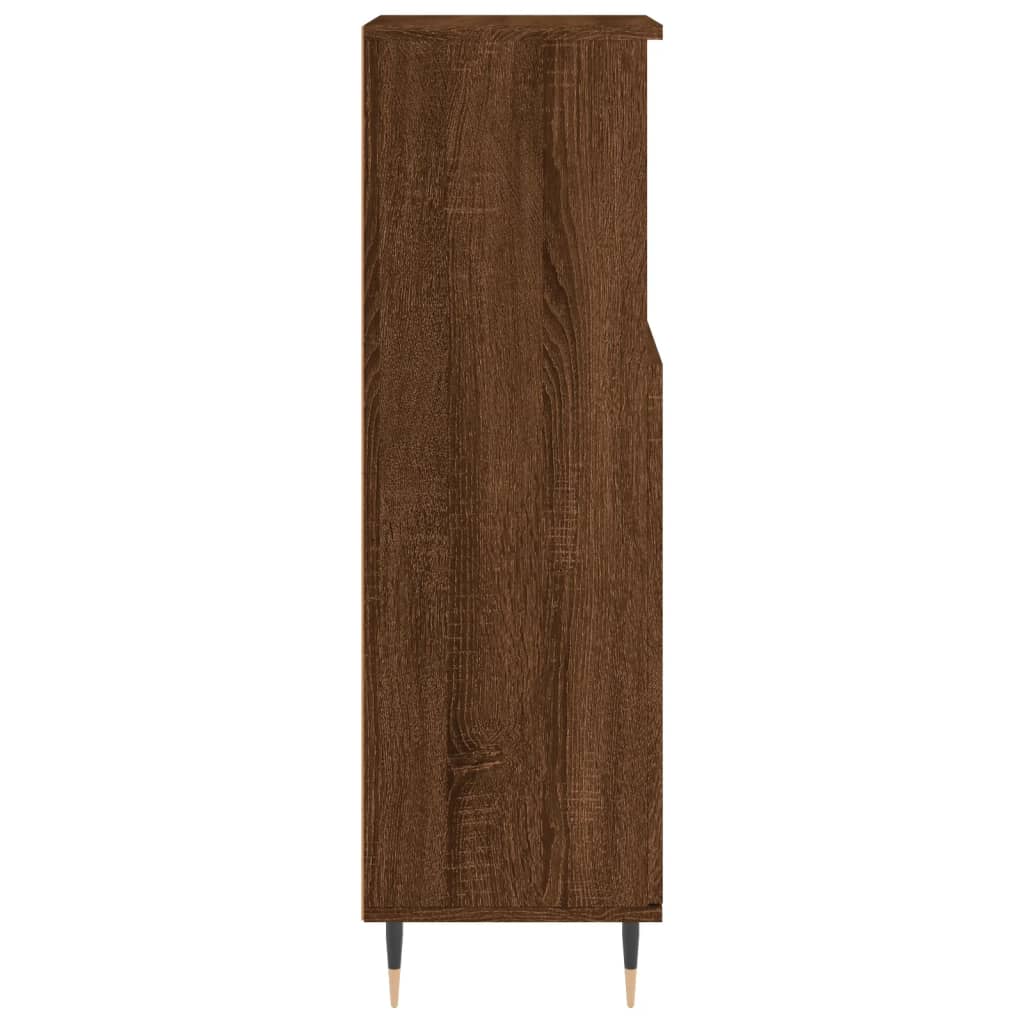 Bathroom Cabinet Brown Oak Look 30x30x100 cm Wood Material