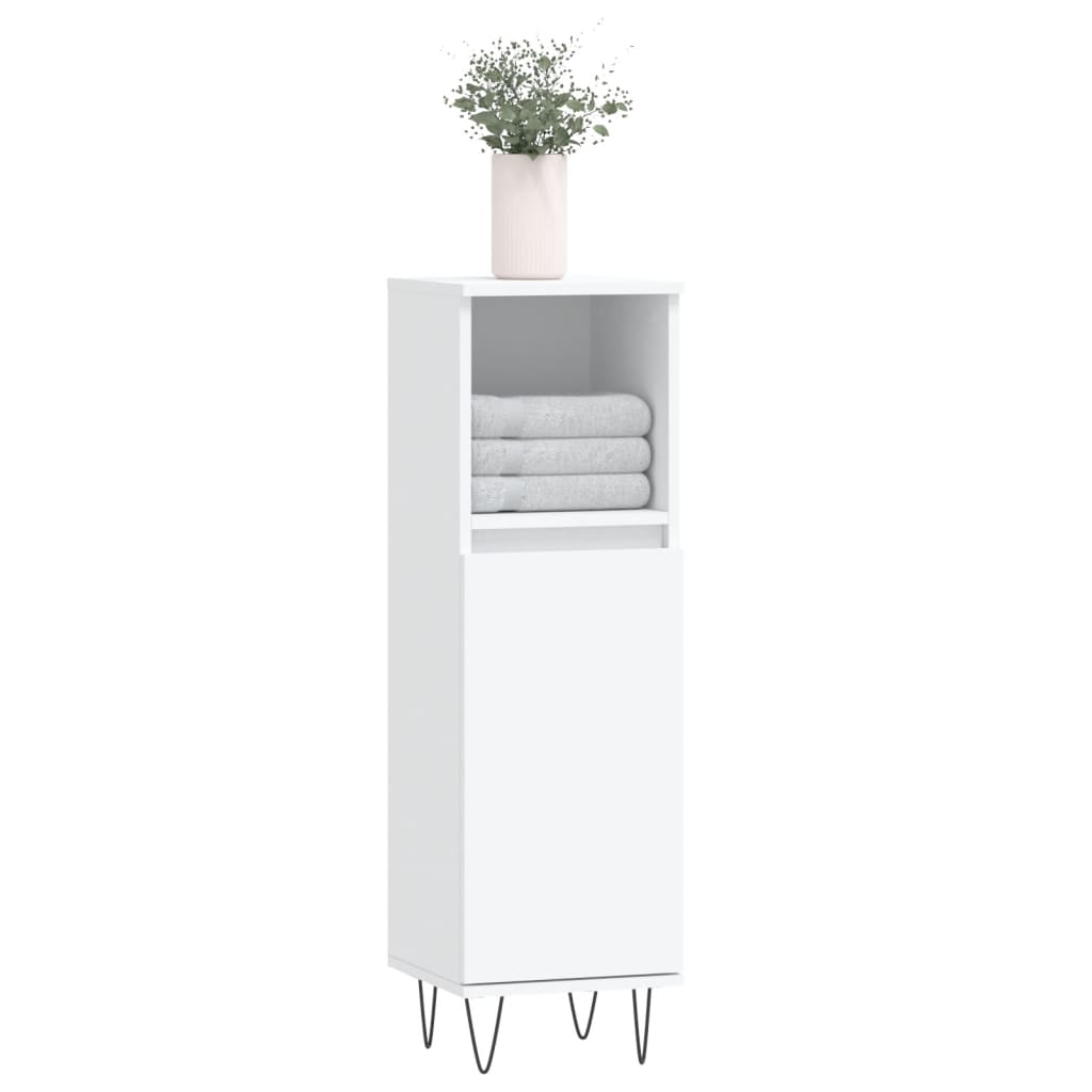 Bathroom Cabinet White 30x30x100 cm Wood Material