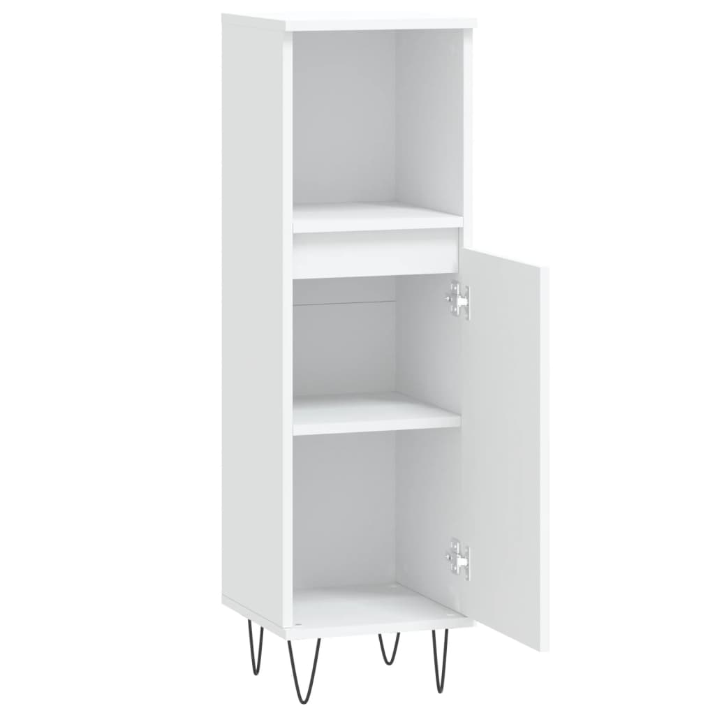 Bathroom Cabinet White 30x30x100 cm Wood Material