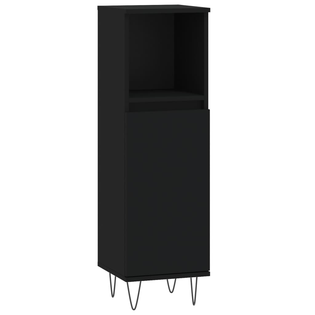 Bathroom Cabinet Black 30x30x100 cm Wood Material