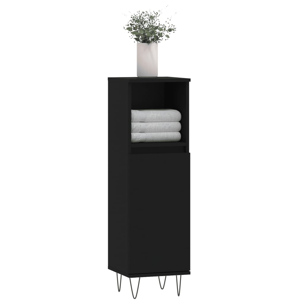 Bathroom Cabinet Black 30x30x100 cm Wood Material