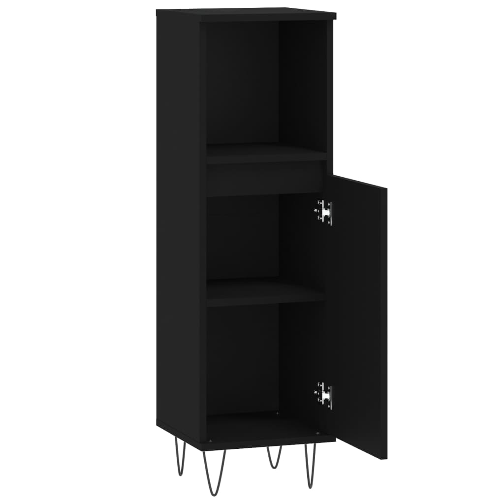 Bathroom Cabinet Black 30x30x100 cm Wood Material