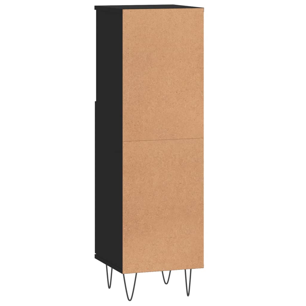 Bathroom Cabinet Black 30x30x100 cm Wood Material