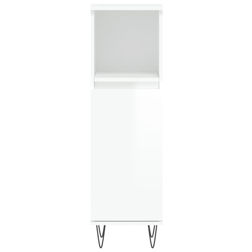 Bathroom Cabinet High Gloss White 30x30x100 cm Wood Material