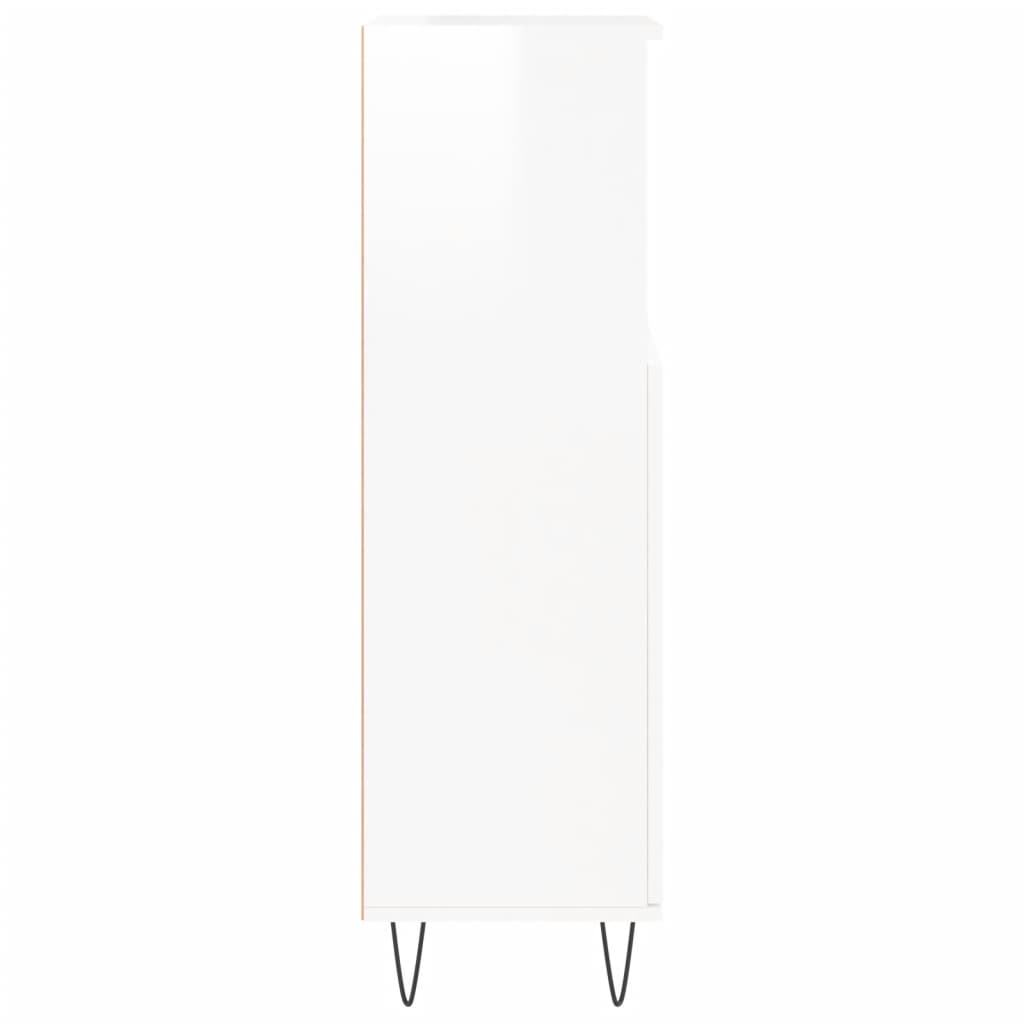 Bathroom Cabinet High Gloss White 30x30x100 cm Wood Material