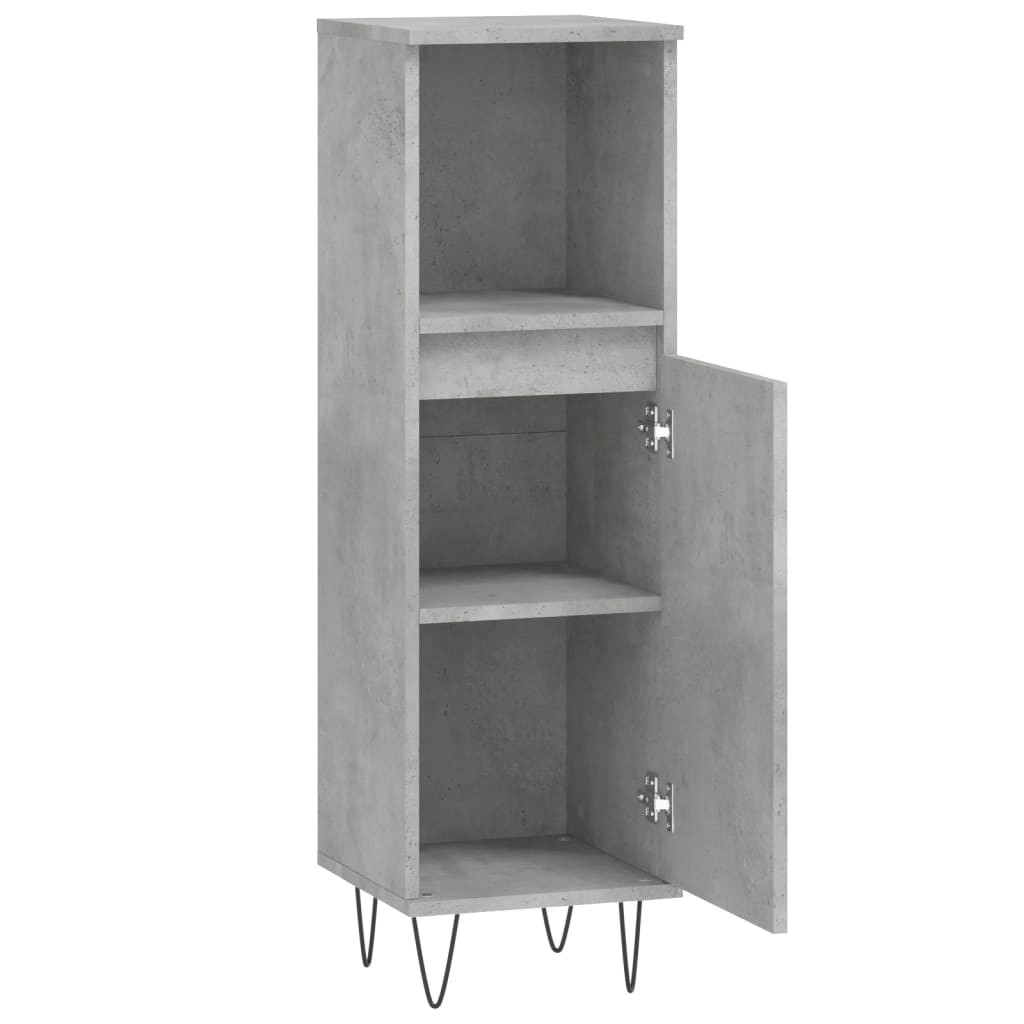 Bathroom cabinet concrete gray 30x30x100 cm made of wood