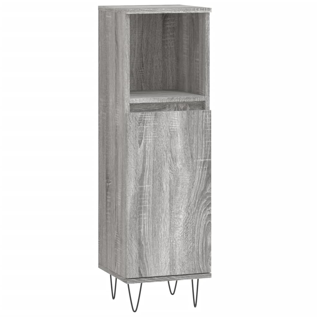 Bathroom Cabinet Gray Sonoma 30x30x100 cm Wood Material