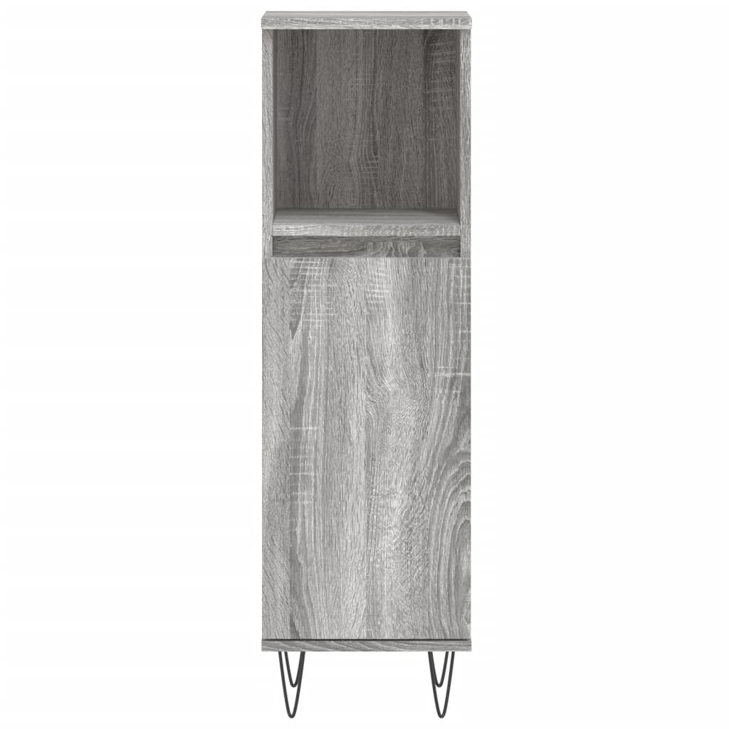 Bathroom Cabinet Gray Sonoma 30x30x100 cm Wood Material