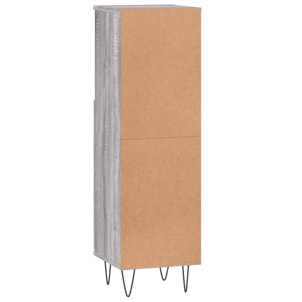 Bathroom Cabinet Gray Sonoma 30x30x100 cm Wood Material