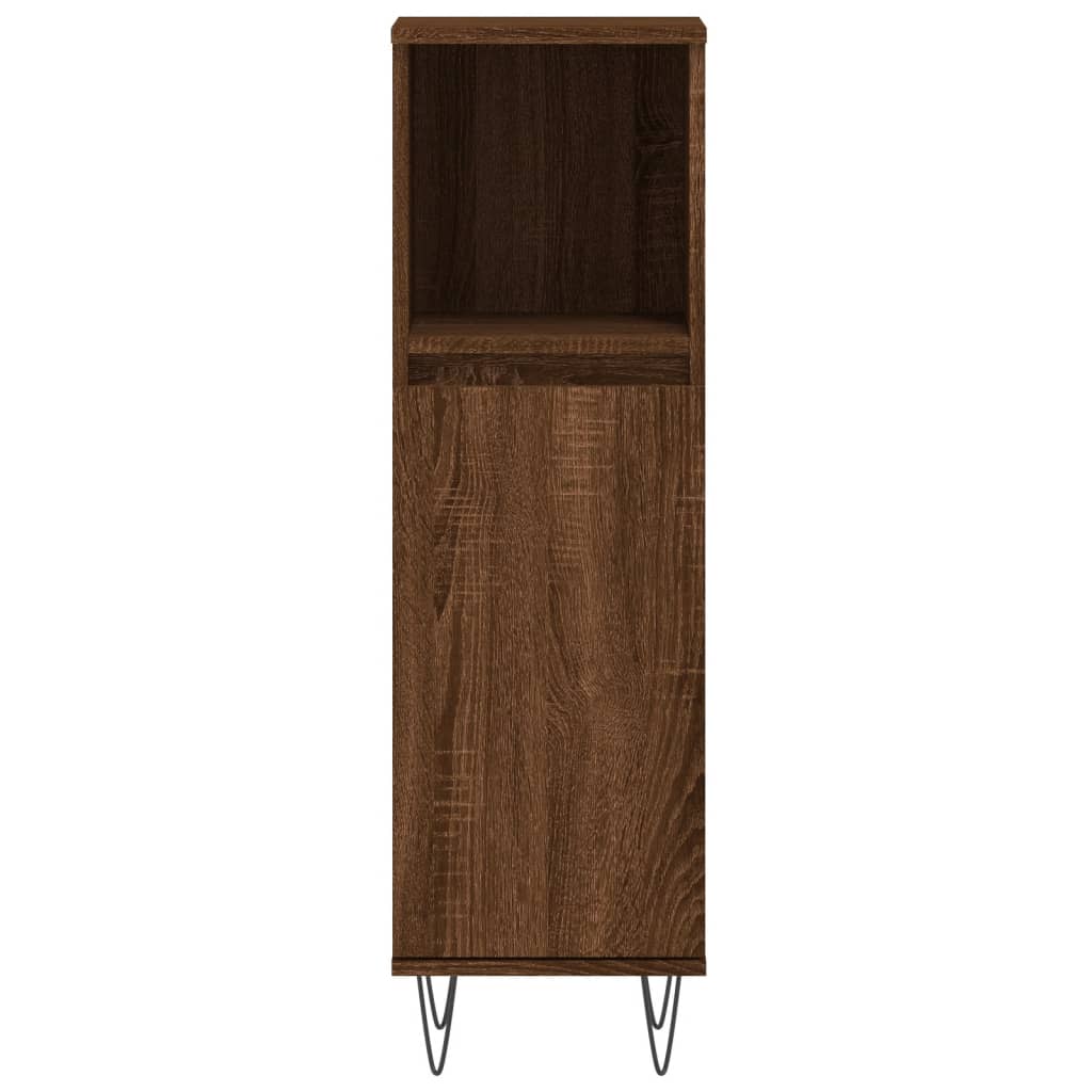 Bathroom Cabinet Brown Oak Look 30x30x100 cm Wood Material