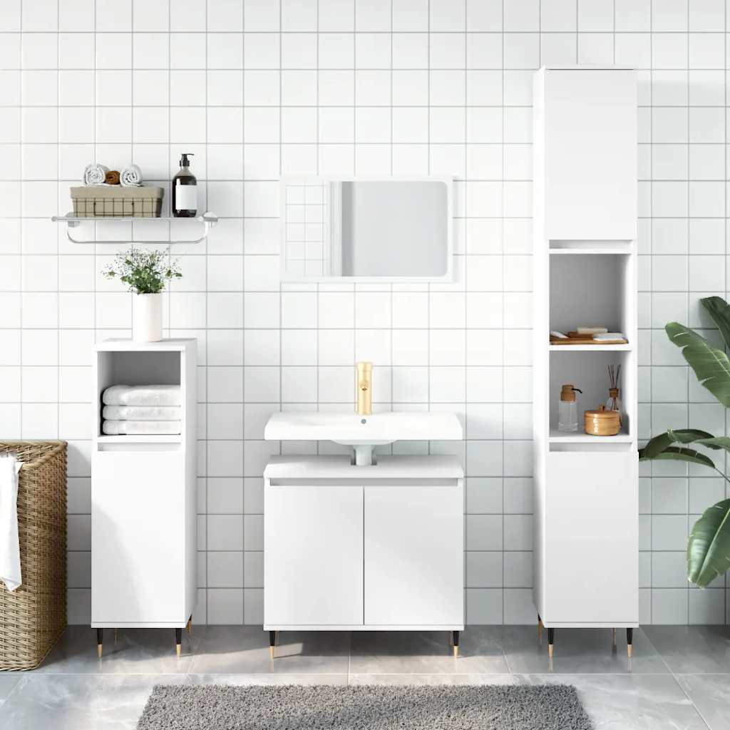 Bathroom Cabinet White 58x33x60 cm Wood Material