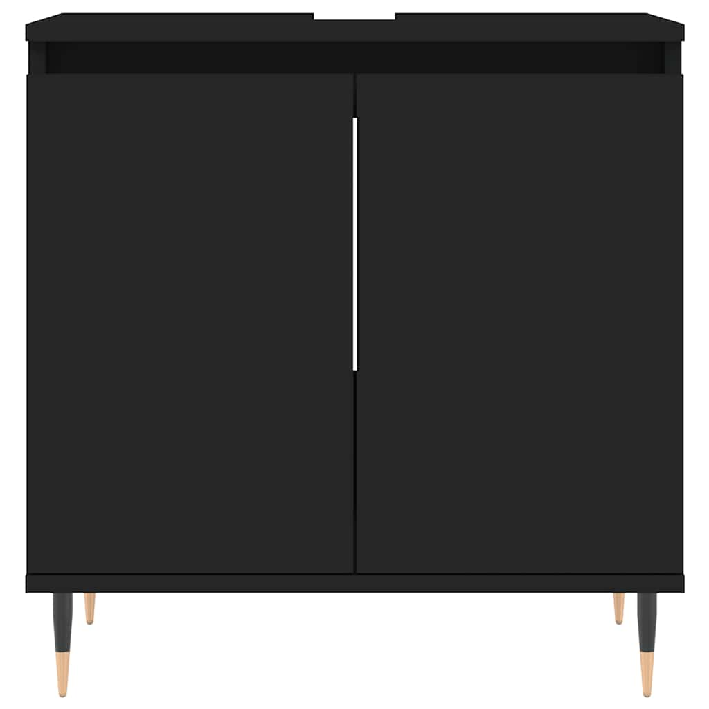 Badschrank Schwarz 58x33x60 cm Holzwerkstoff