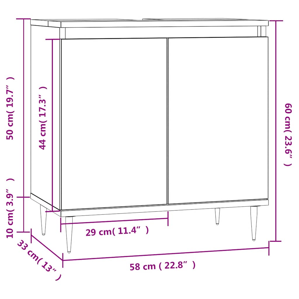 Bathroom Cabinet Black 58x33x60 cm Wood Material