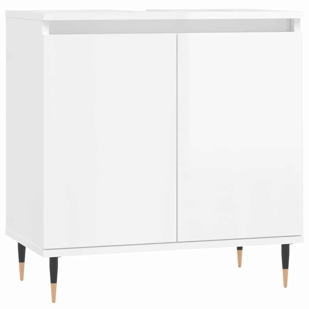 Bathroom Cabinet High Gloss White 58x33x60 cm Wood Material