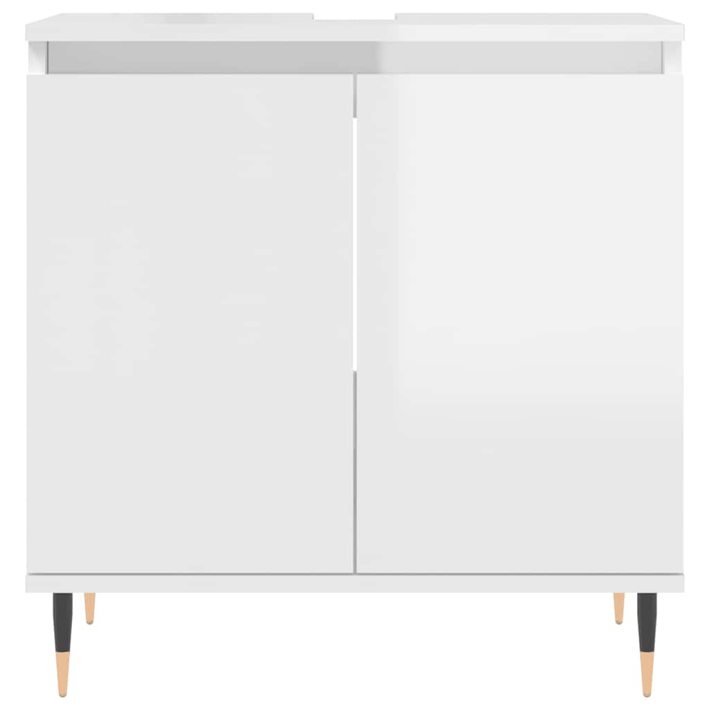 Bathroom Cabinet High Gloss White 58x33x60 cm Wood Material