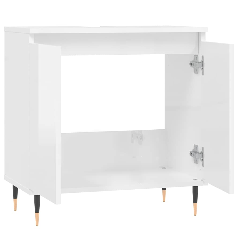 Bathroom Cabinet High Gloss White 58x33x60 cm Wood Material