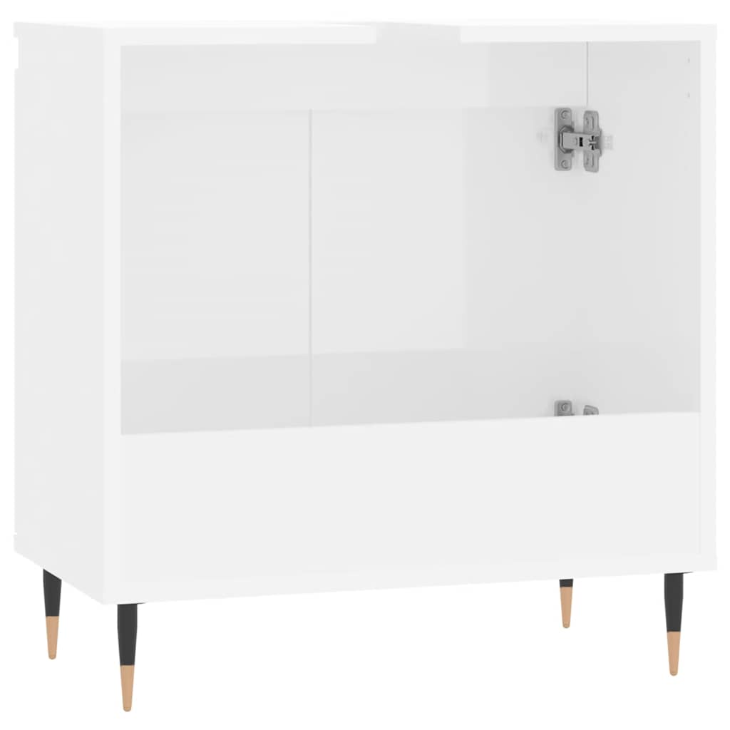 Bathroom Cabinet High Gloss White 58x33x60 cm Wood Material