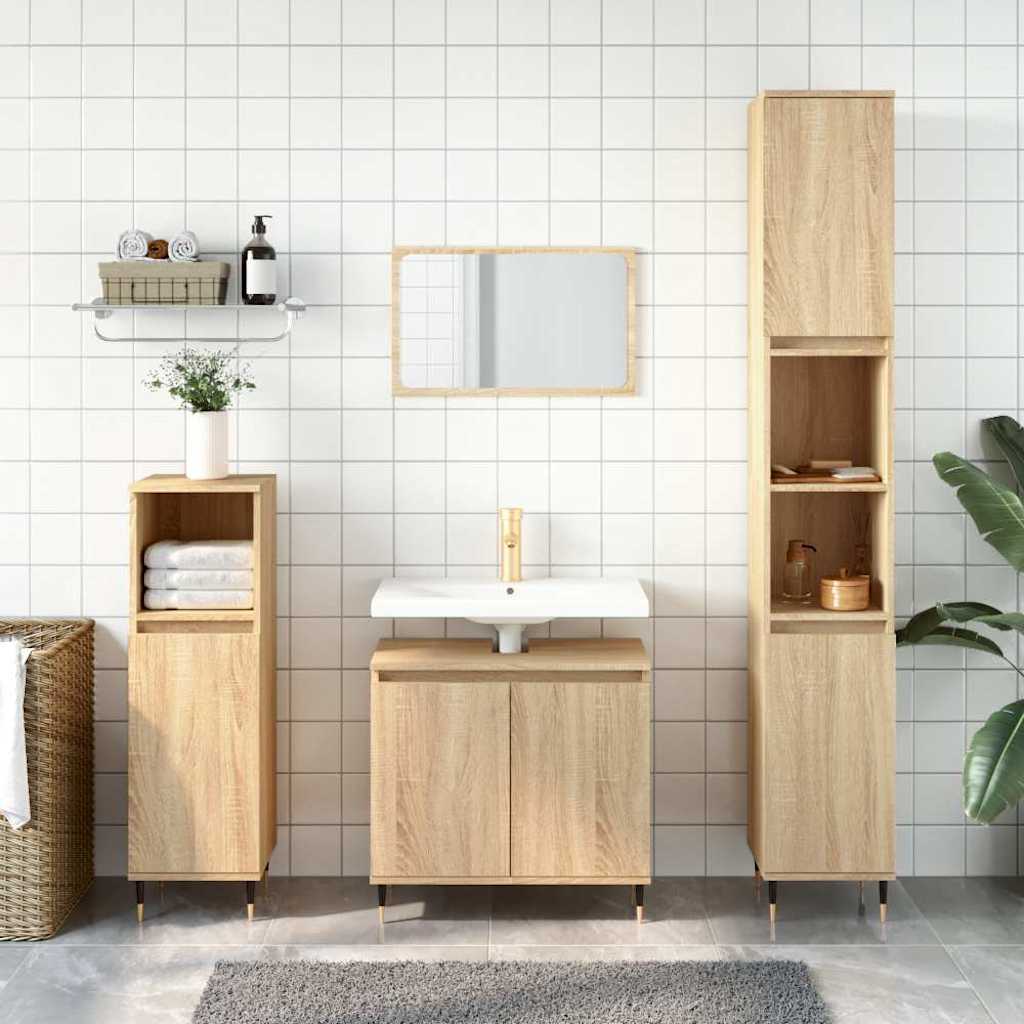 Bathroom Cabinet Sonoma Oak 58x33x60 cm Wood Material