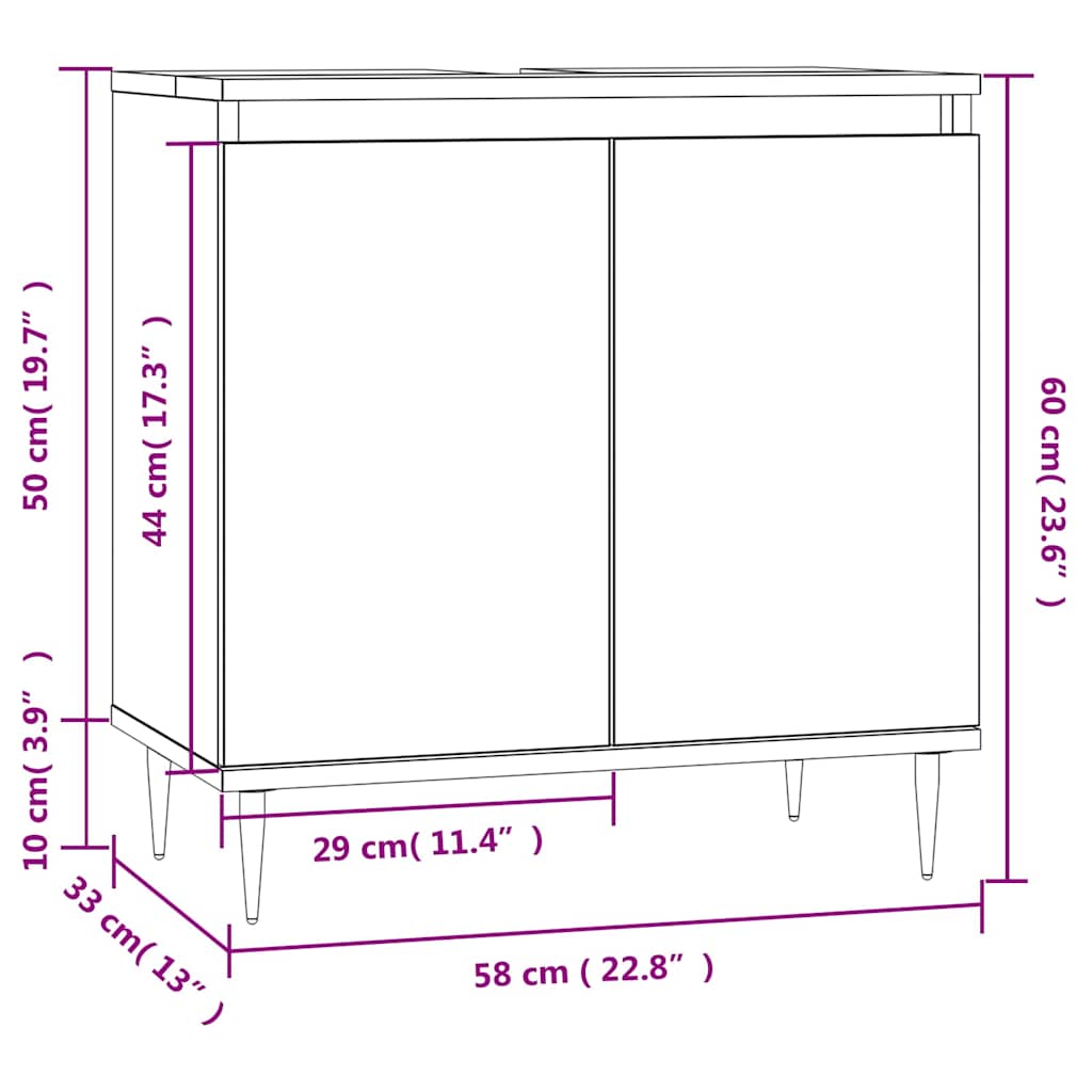 Bathroom cabinet concrete gray 58 x 33 x 60 cm made of wood