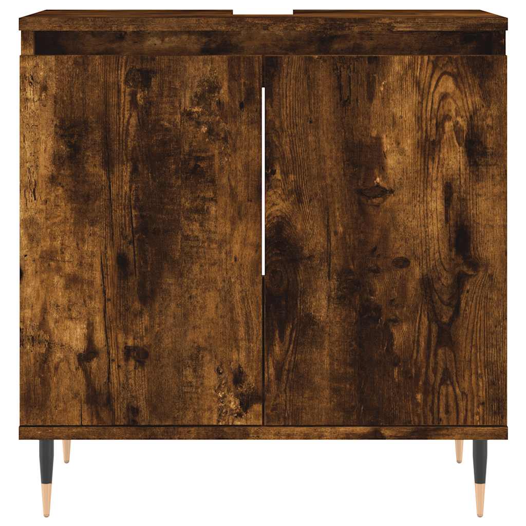 Bathroom Cabinet Smoked Oak 58x33x60 cm Wood Material