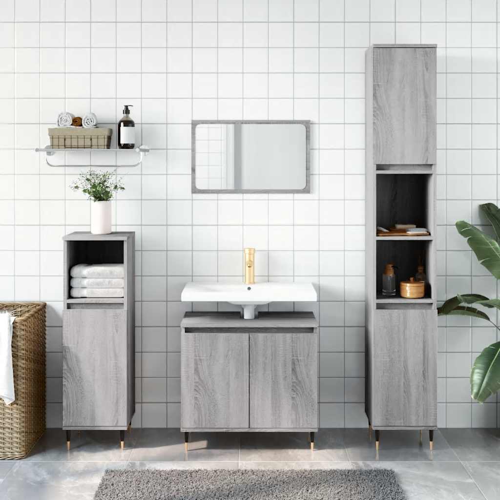 Bathroom Cabinet Gray Sonoma 58x33x60 cm Wood Material