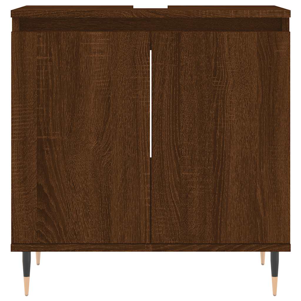 Bathroom Cabinet Brown Oak Look 58x33x60 cm Wood Material