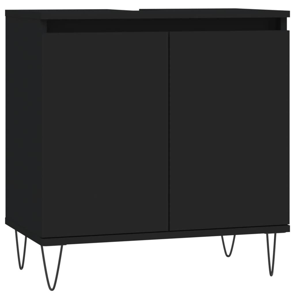 Bathroom Cabinet Black 58x33x60 cm Wood Material