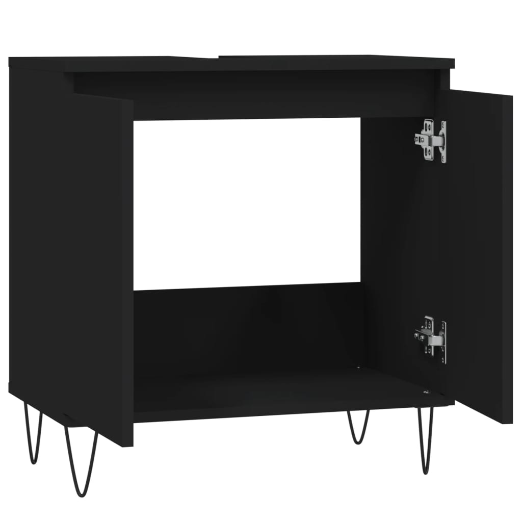 Badschrank Schwarz 58x33x60 cm Holzwerkstoff