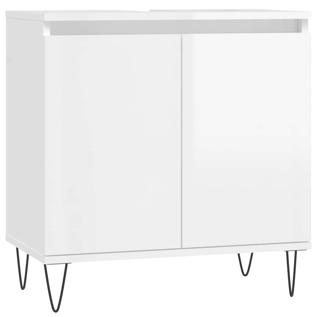 Bathroom Cabinet High Gloss White 58x33x60 cm Wood Material