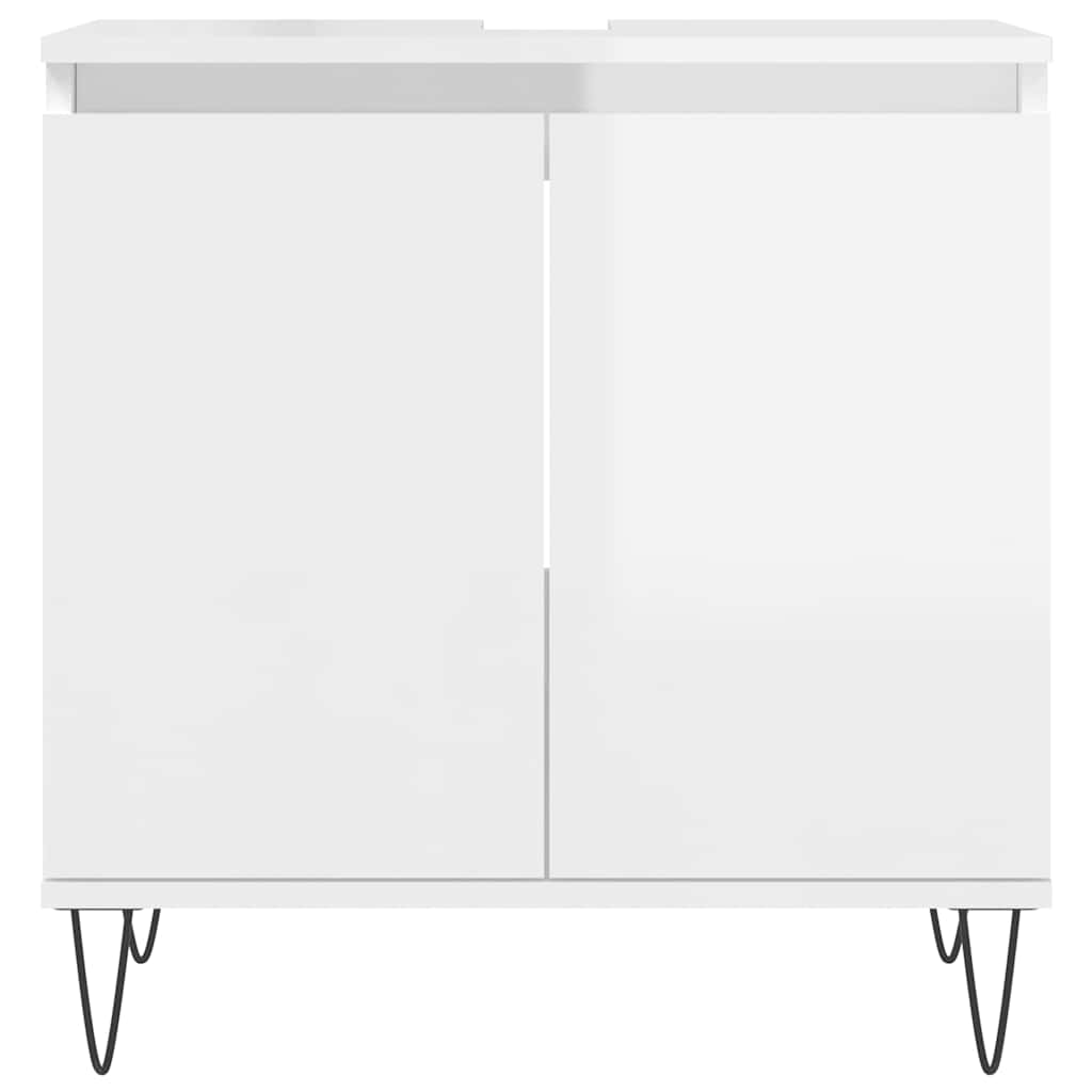 Bathroom Cabinet High Gloss White 58x33x60 cm Wood Material