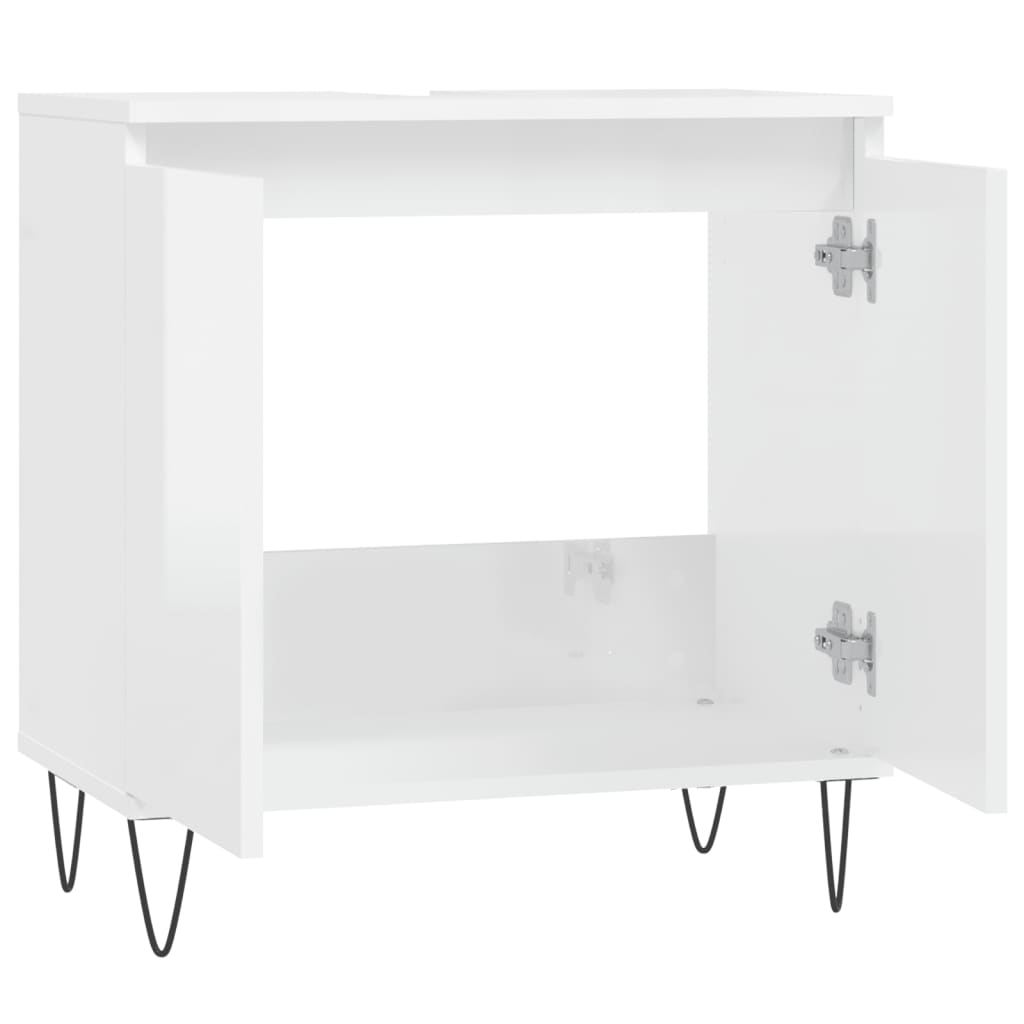 Bathroom Cabinet High Gloss White 58x33x60 cm Wood Material