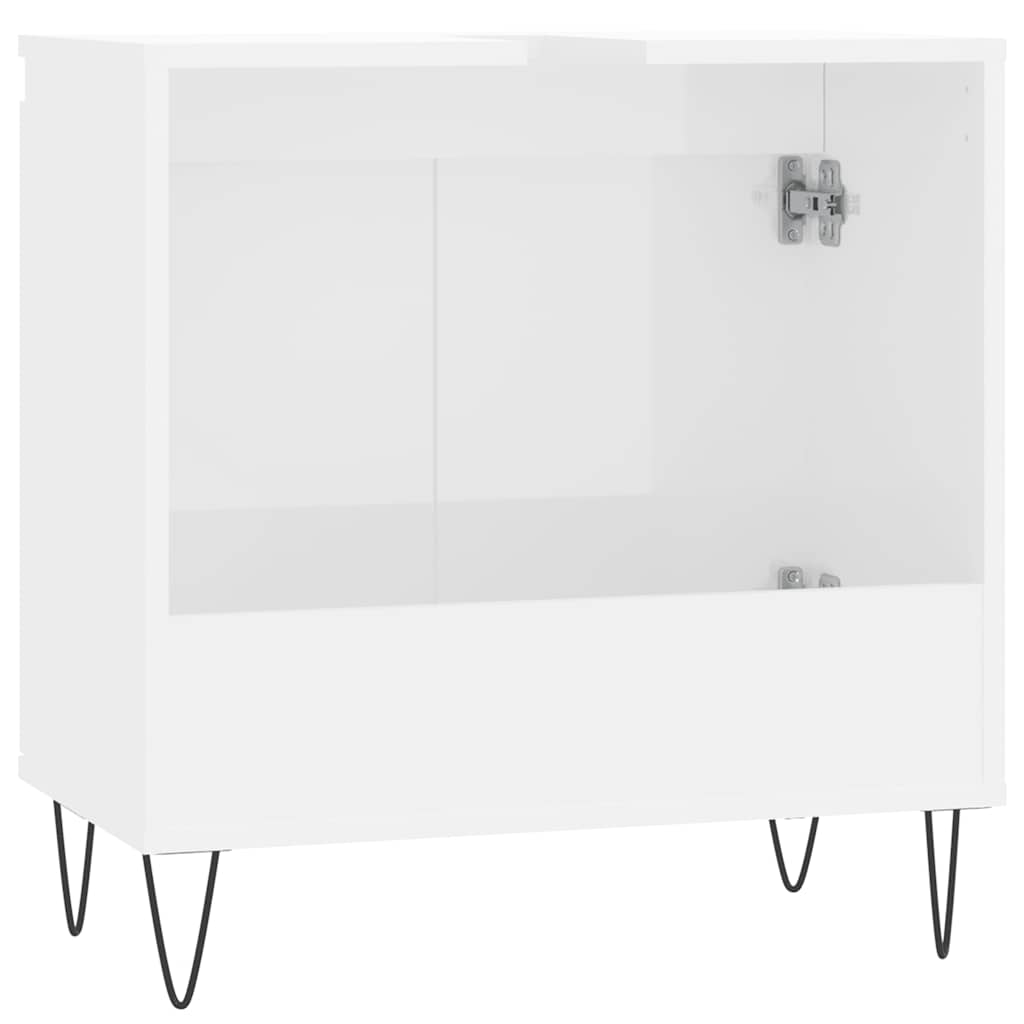 Bathroom Cabinet High Gloss White 58x33x60 cm Wood Material