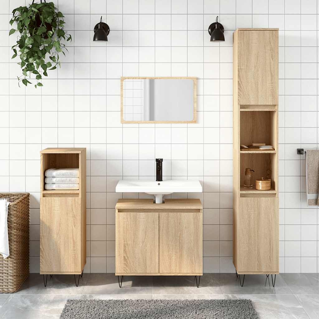 Bathroom Cabinet Sonoma Oak 58x33x60 cm Wood Material