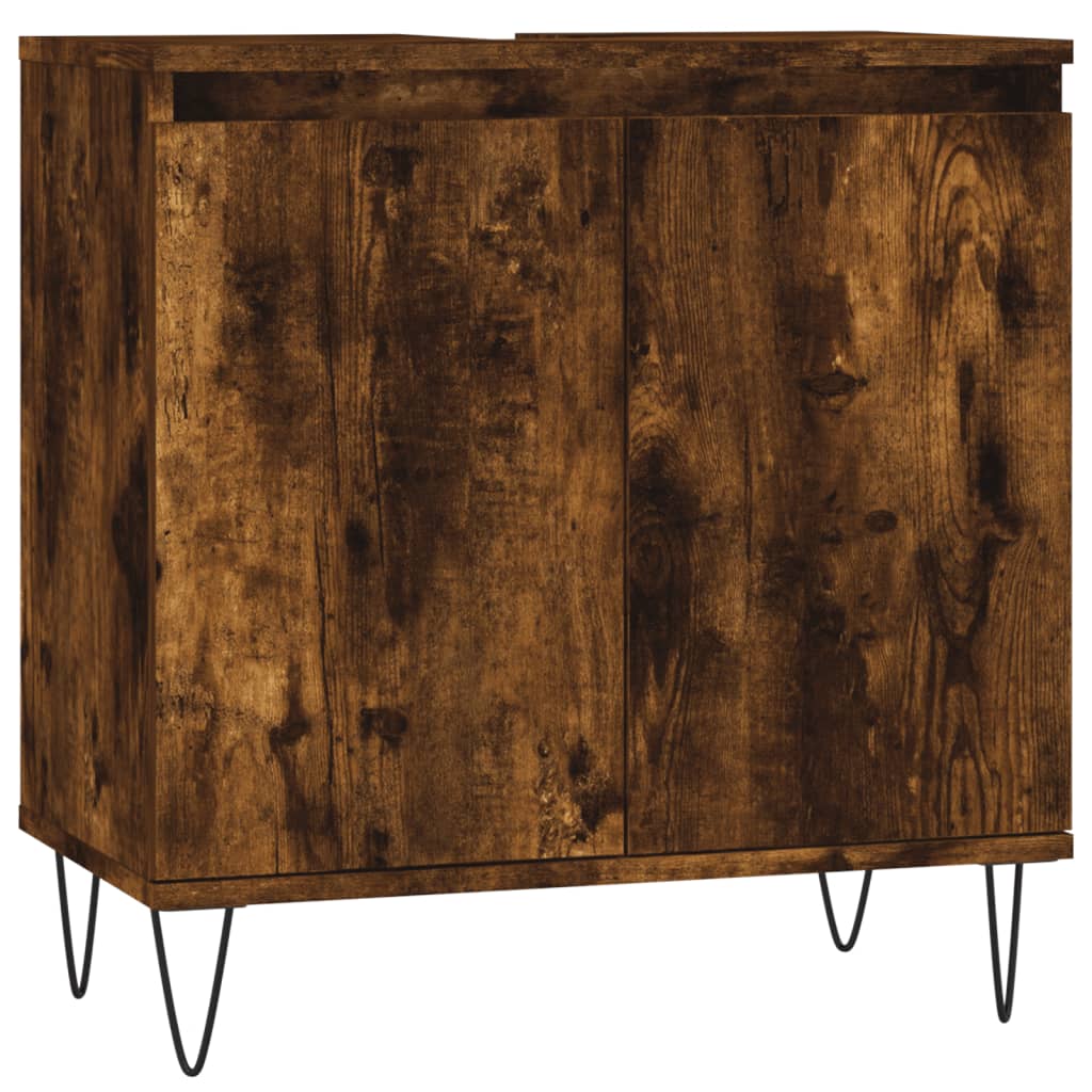 Bathroom Cabinet Smoked Oak 58x33x60 cm Wood Material