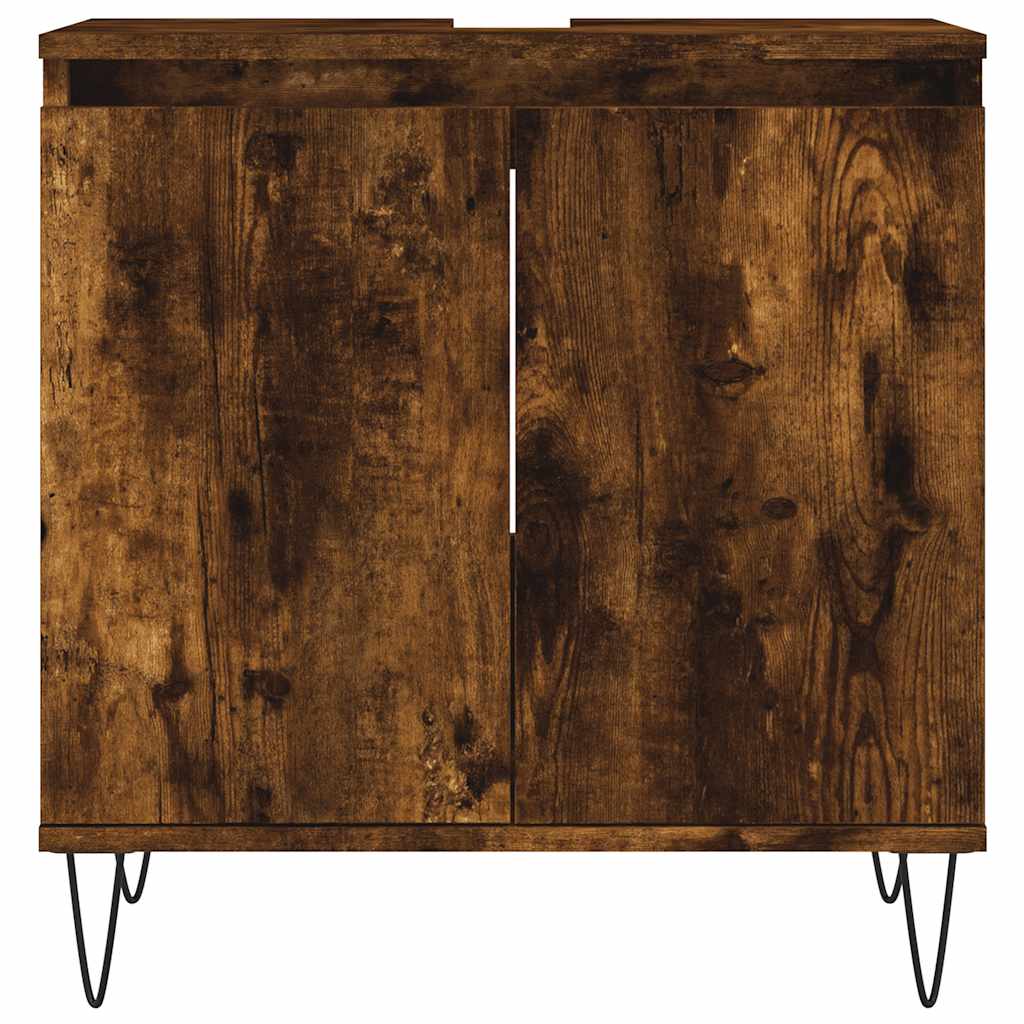 Bathroom Cabinet Smoked Oak 58x33x60 cm Wood Material