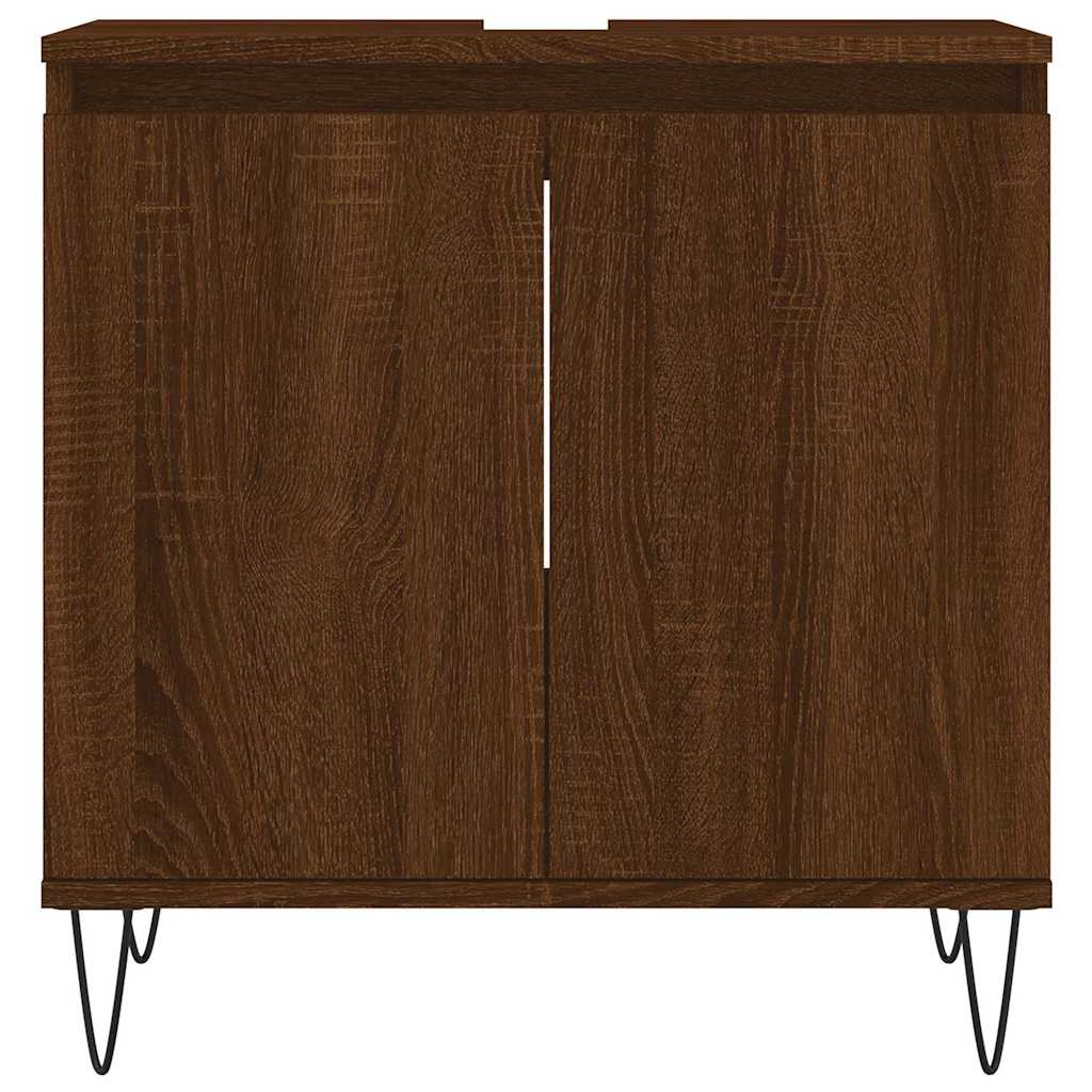 Bathroom Cabinet Brown Oak Look 58x33x60 cm Wood Material