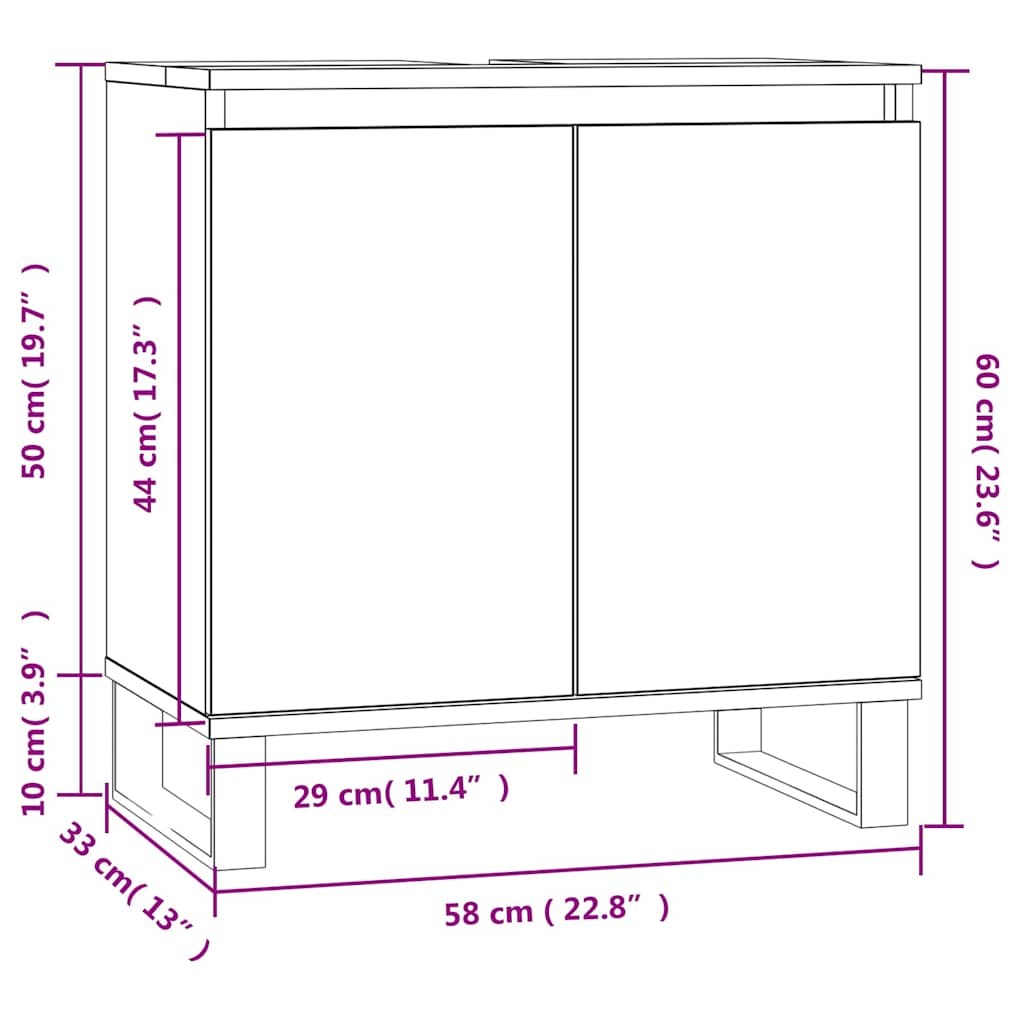 Bathroom Cabinet White 58x33x60 cm Wood Material