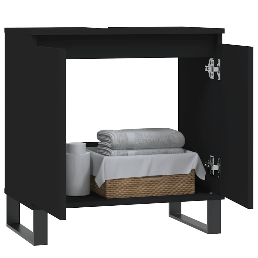 Badschrank Schwarz 58x33x60 cm Holzwerkstoff