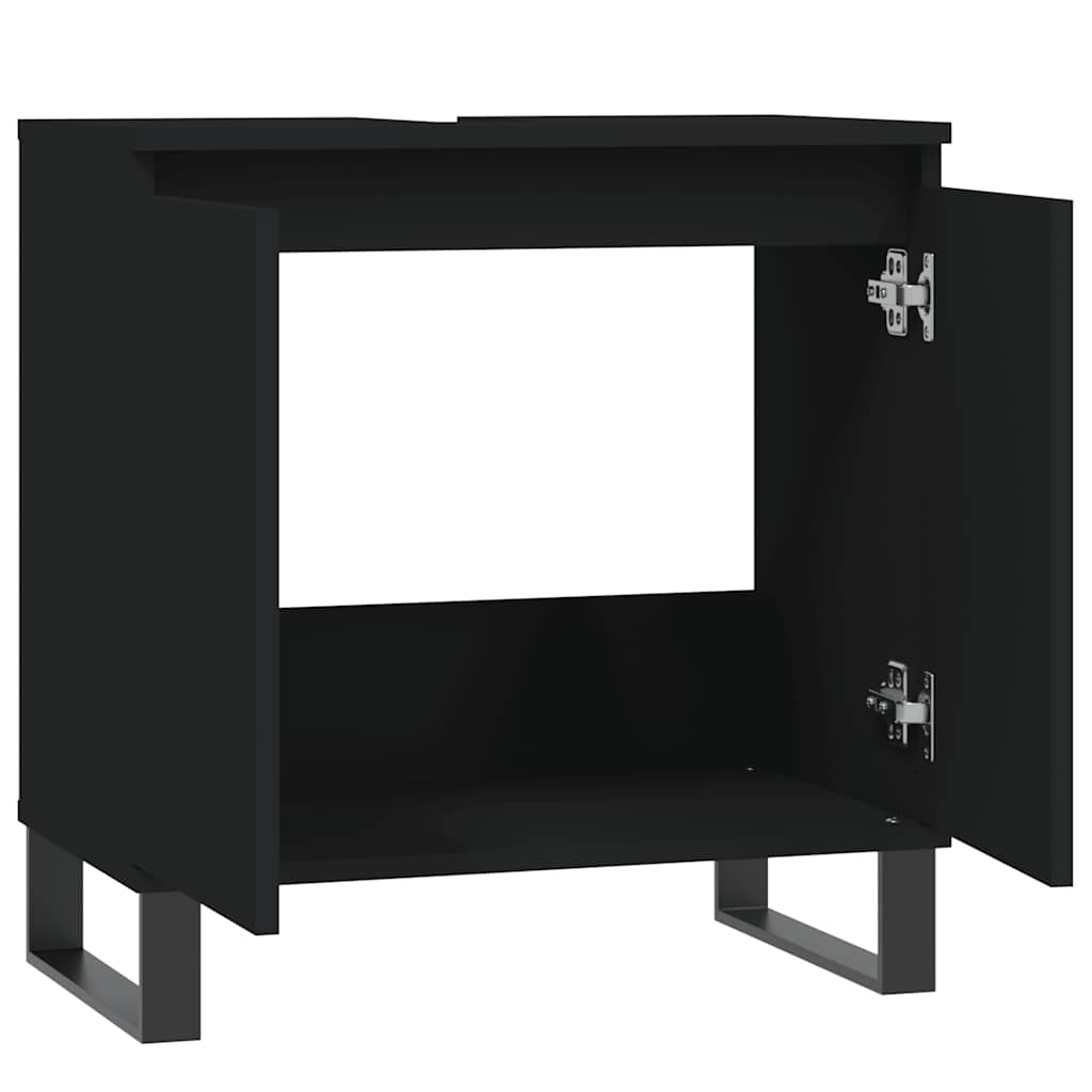 Bathroom Cabinet Black 58x33x60 cm Wood Material